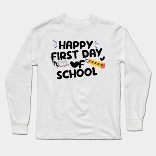 Primary First day of school designs: Happy Primary-secondary First Day of School, Vibrant back to school art, Funny School Quote, Back to School, Kids and Teachers Design Long Sleeve T-Shirt